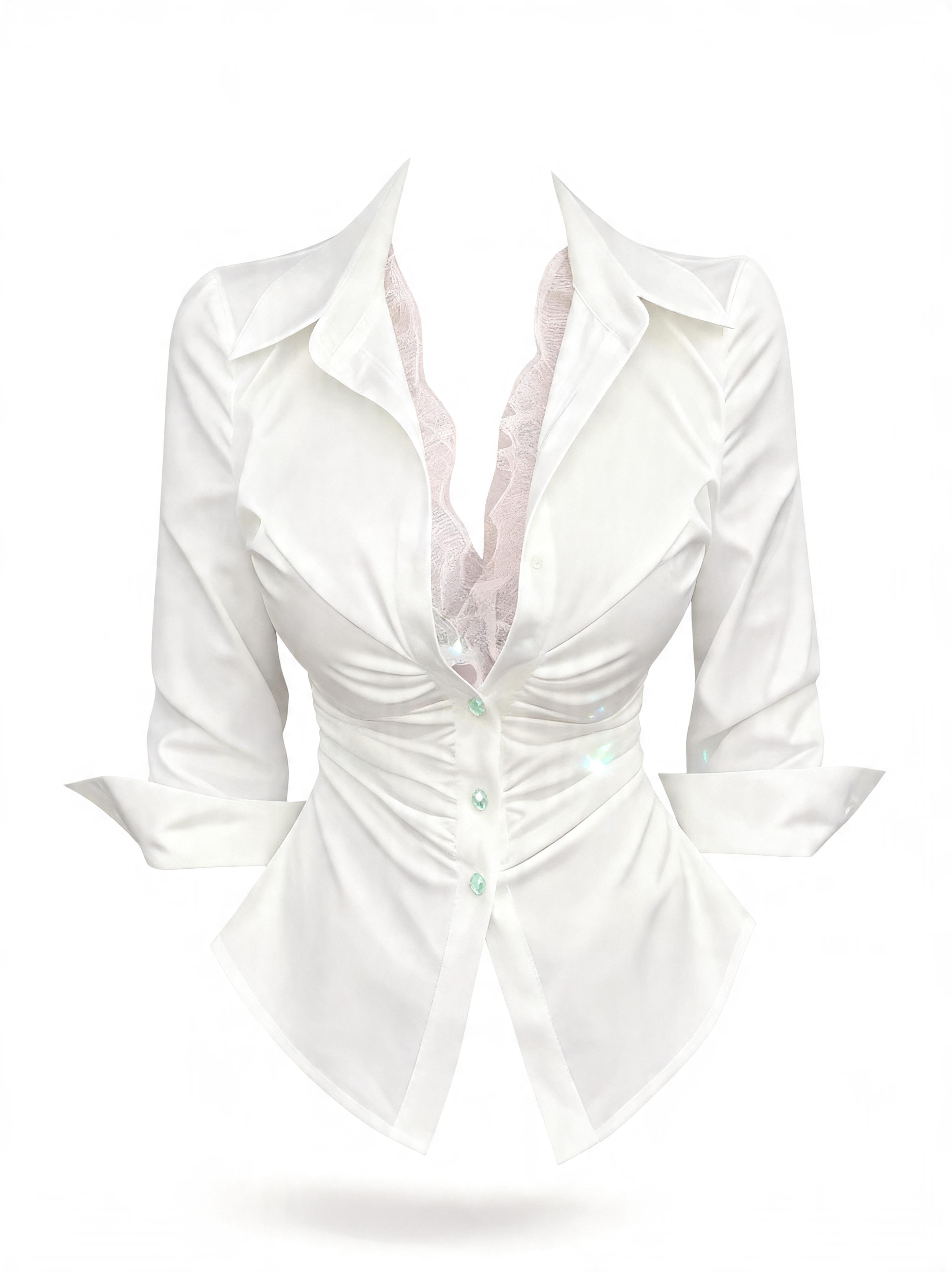 White ruched top on a white background